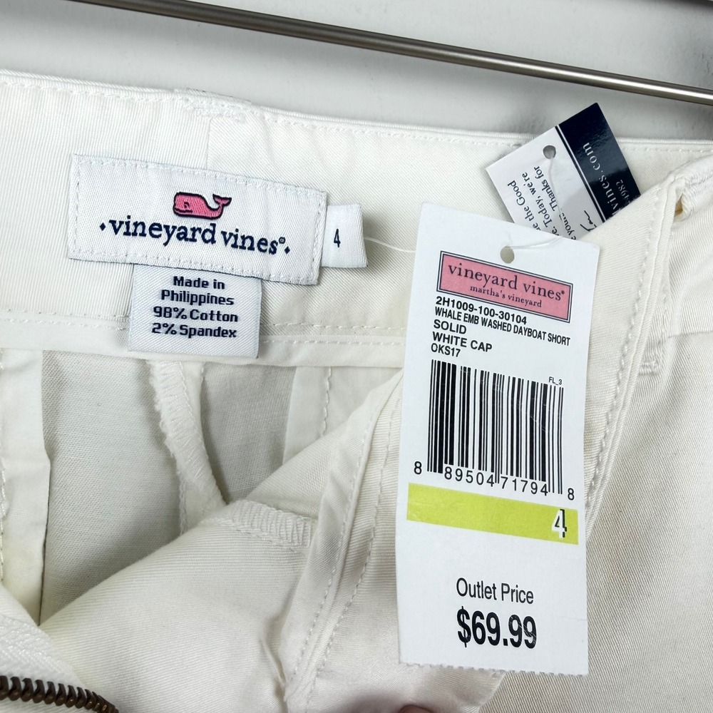 Vineyard Whale Embroidered Washed Dayboat Shorts Size 4 NWT‎ - Picture 4 of 6